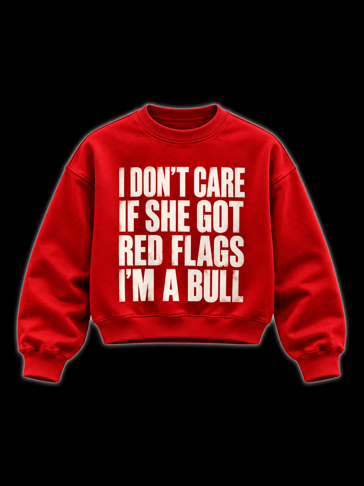 I DON'T CARE Red (Boxy Crewneck)