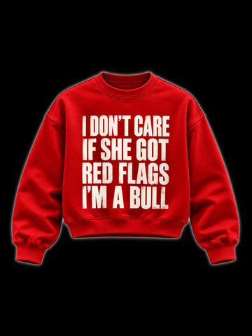 I DON'T CARE Red (Boxy Crewneck)